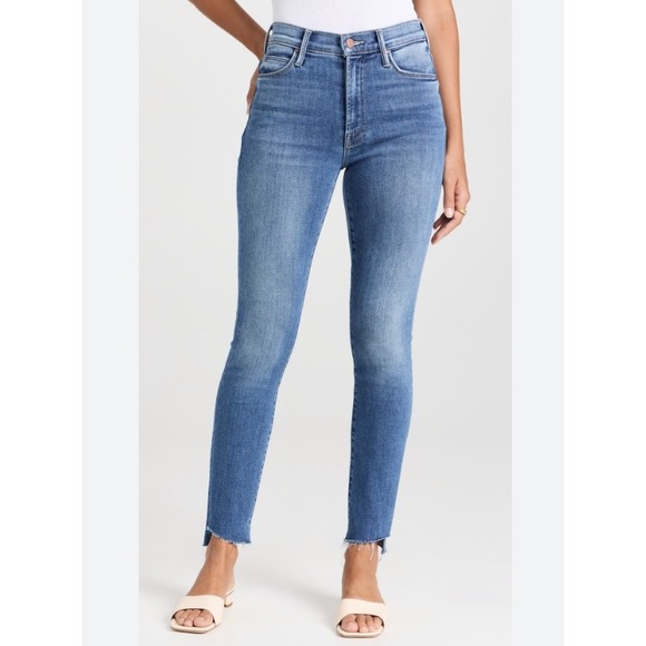 MOTHER $248 Denim Jeans The Stunner Zip Ankle Step Fray Raw Hem Light Wash 30 - Picture 2 of 12